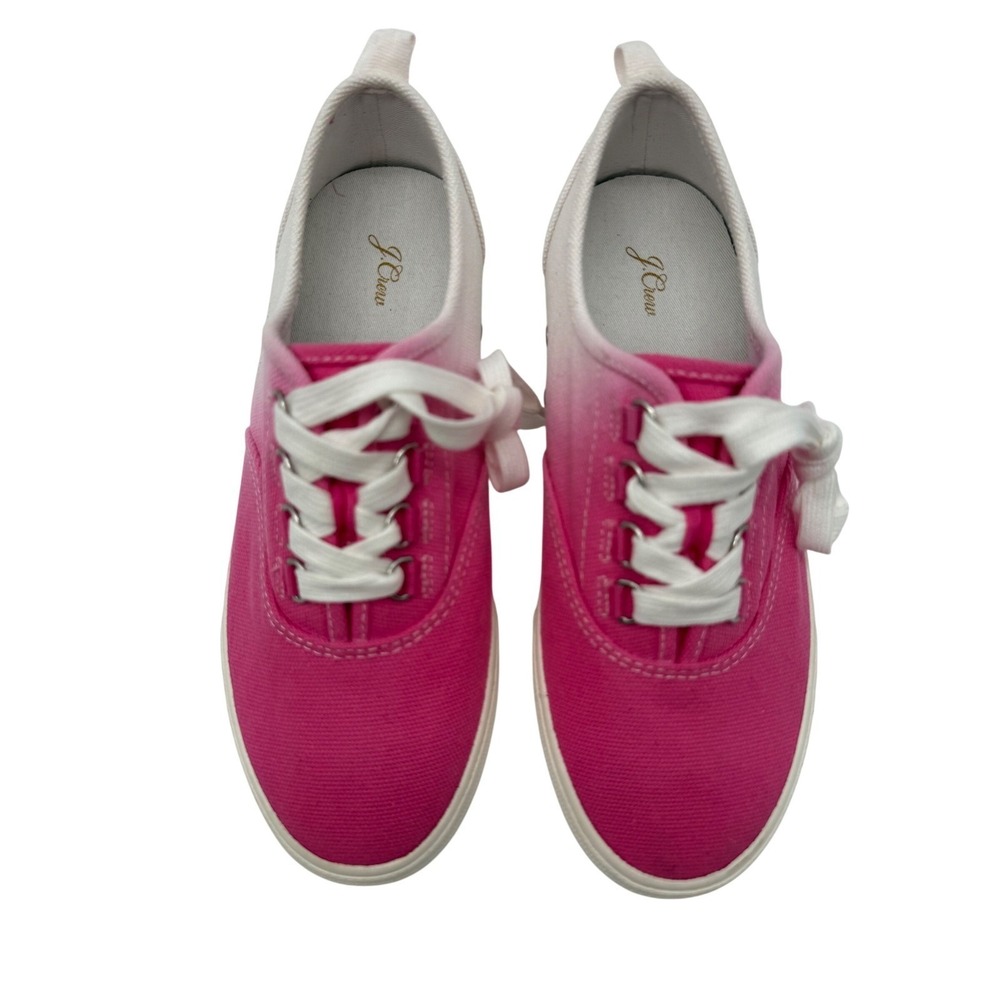 J.Crew Sneakers Womens 7 Pink New Ombre Dip Dye Canvas Low Top Lace Up Shoes